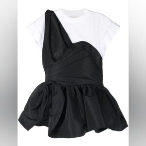 Black and White Draped Top